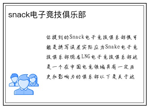 snack电子竞技俱乐部